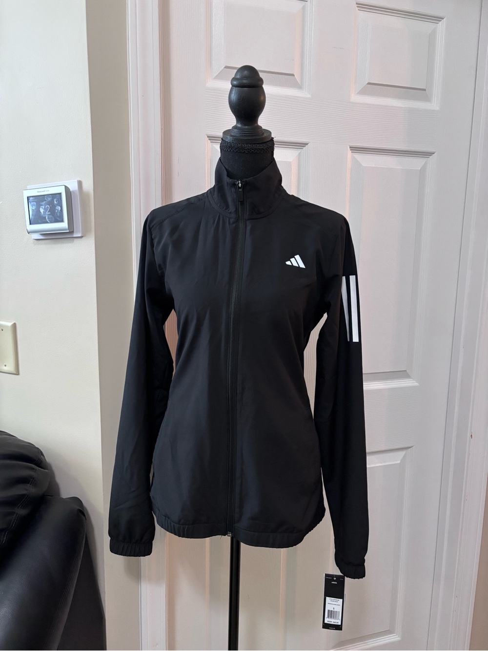 adidas Black Full-Zip Utility Track Jacket with White Accent